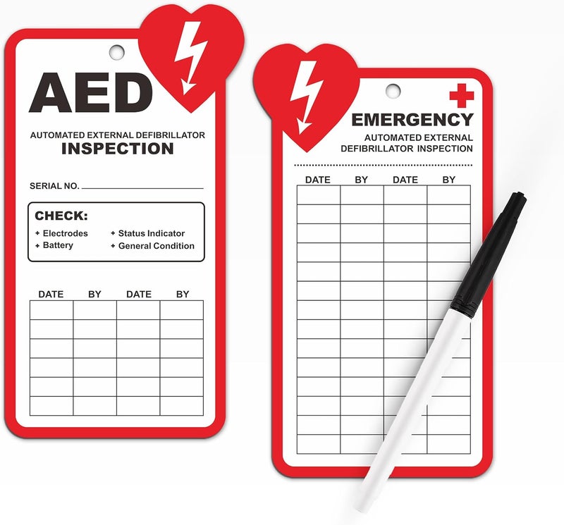 Fiivas AED Inspection Tags, Monthly Inspection Tags for AED Maintenance, 10 Pack AED Annual Inspection Record Tags with Zip Ties, Plastic Waterproof Aed Cards - Image 1